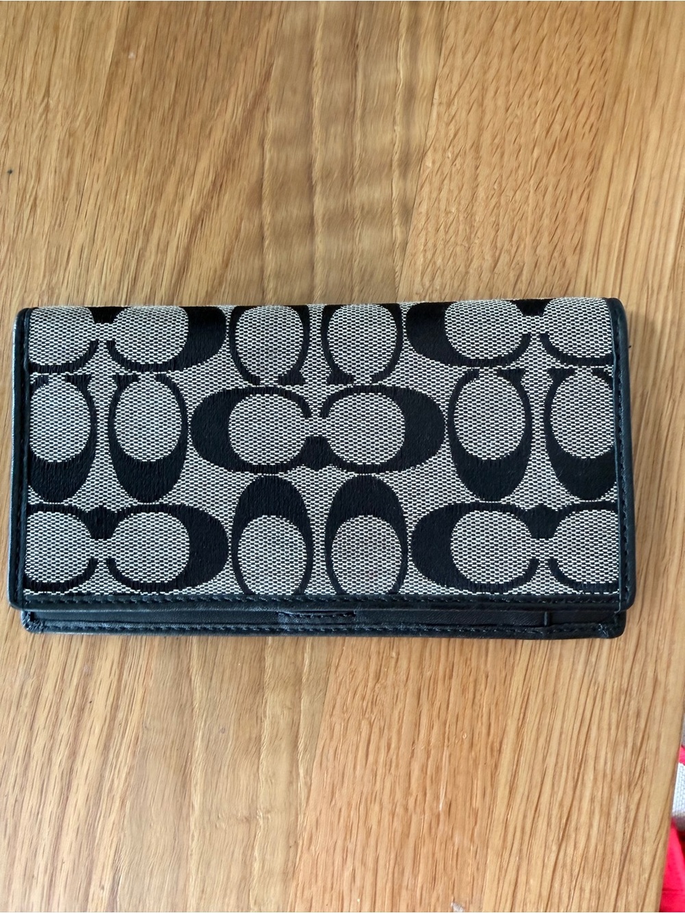 Coach Black/Tan Signature Jacquard Continental Wallet